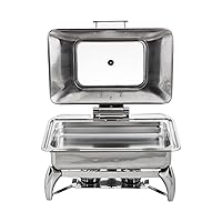 Vista 13 de TableCraft CW40165 - Plato para rozar inducción de acero inoxidable, capacidad de 6 cuartos de galón, redondo con ventana de visión rápida