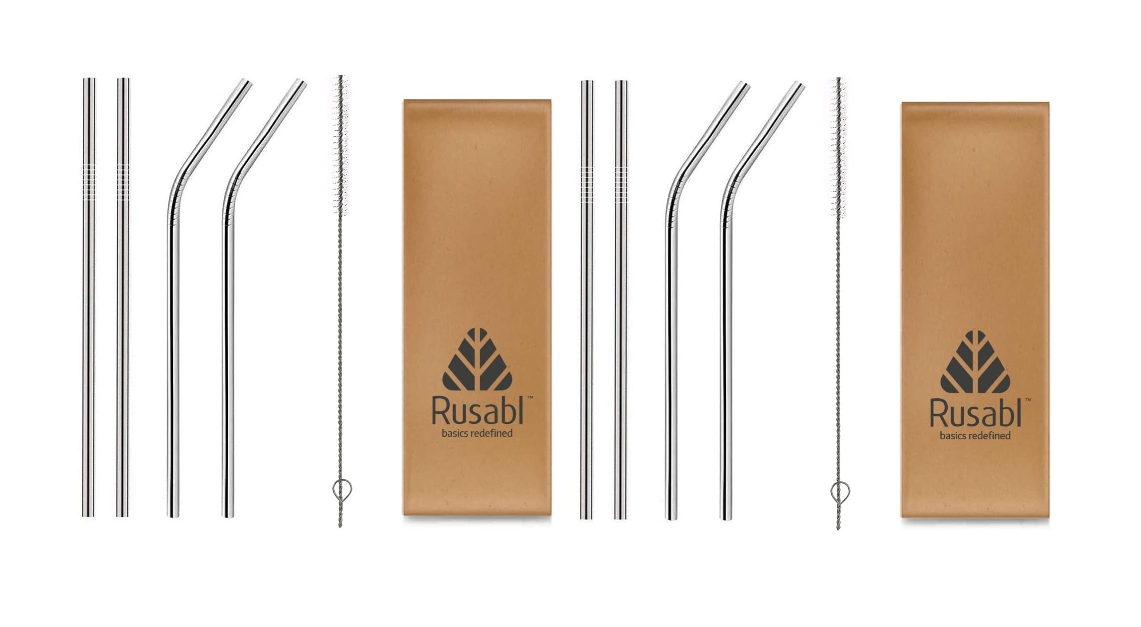 FIRST FRONT Stainless Steel Straws with Cleaning Brush for Kids & Adults and, Multicolour & (Pack of 2)
