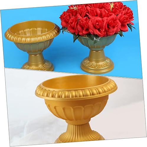 Miniatura 8 de 2 mini macetas de urna dorada de PVC para decoración de bodas, fiestas, eventos, hogar, escenario, jardín, balcón