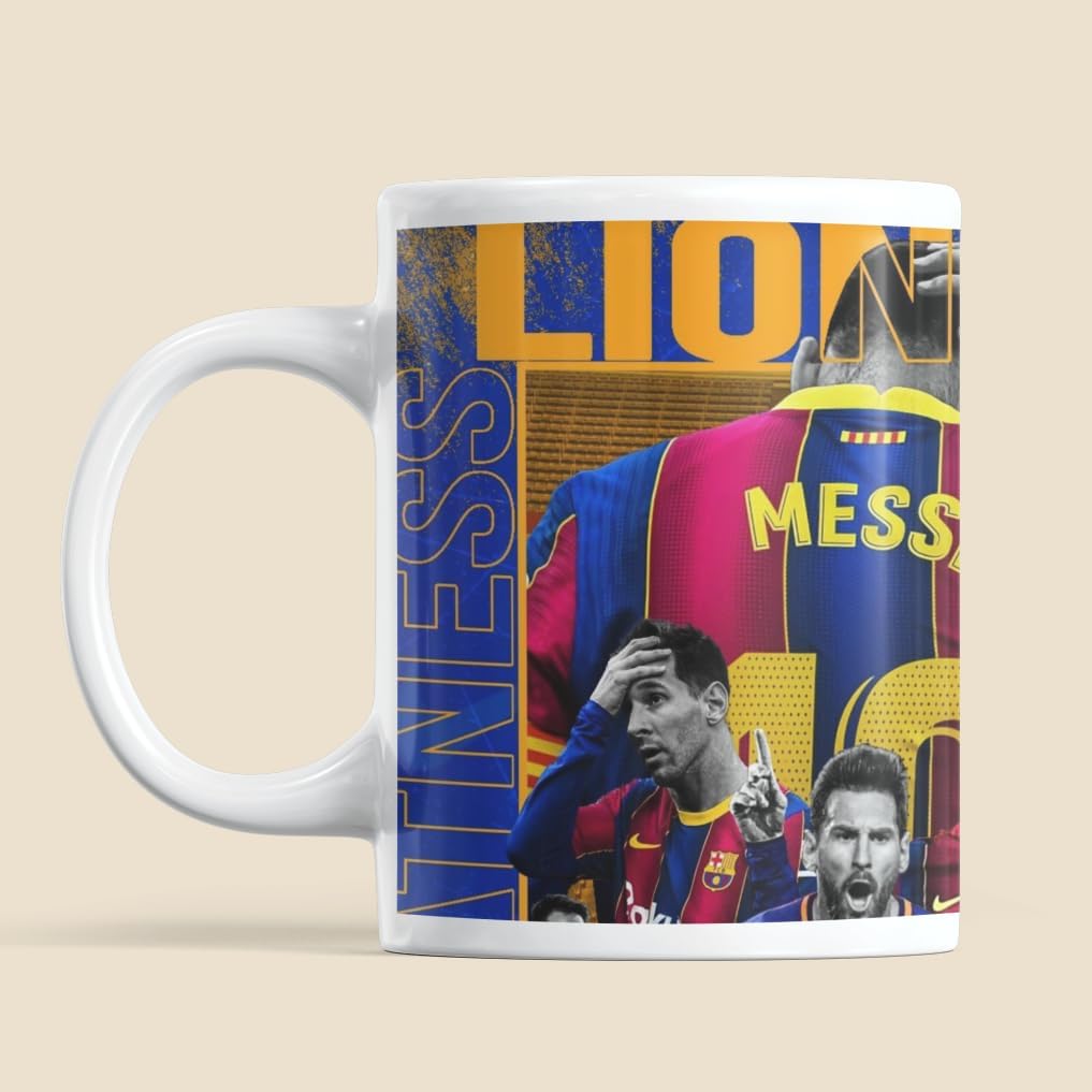SMIZE Messi Printed Ceramic Coffee Mug | Football Themed Cup for Men & Women | Dishwasher & Microwave Safe | Gift for Soccer Fans & Sports Lovers | 350 ml Ceramic Mug