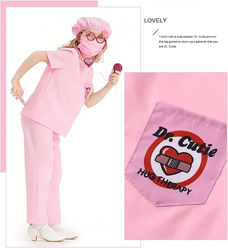 Miniatura 3 de Ropa quirúrgica para niñas, disfraz de médico, 7 piezas, kits de juego con disfraz y accesorios para fiestas de Halloween