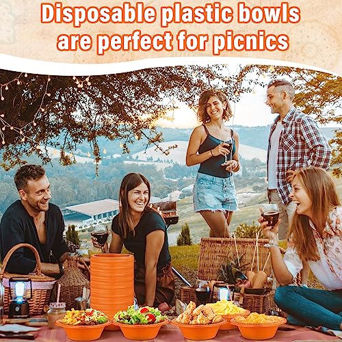 Image of Lallisa 100 Pcs 12oz Orange Disposable Plastic Bowls Party