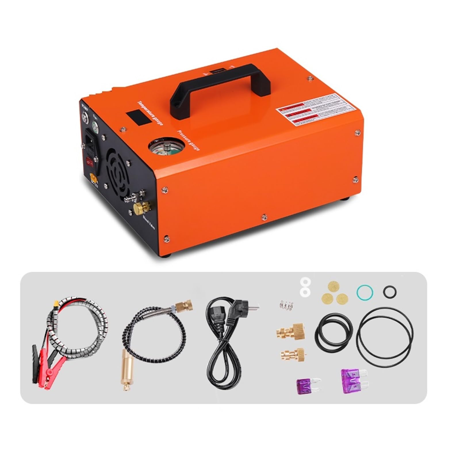 Sprężarka powietrza, 4500Psi PCP pompa głębinowa sprężarka powietrza 300Bar wysokociśnieniowe karabiny pneumatyczne 12V nurkowanie 30MPA inflator strzelanie(Brown)