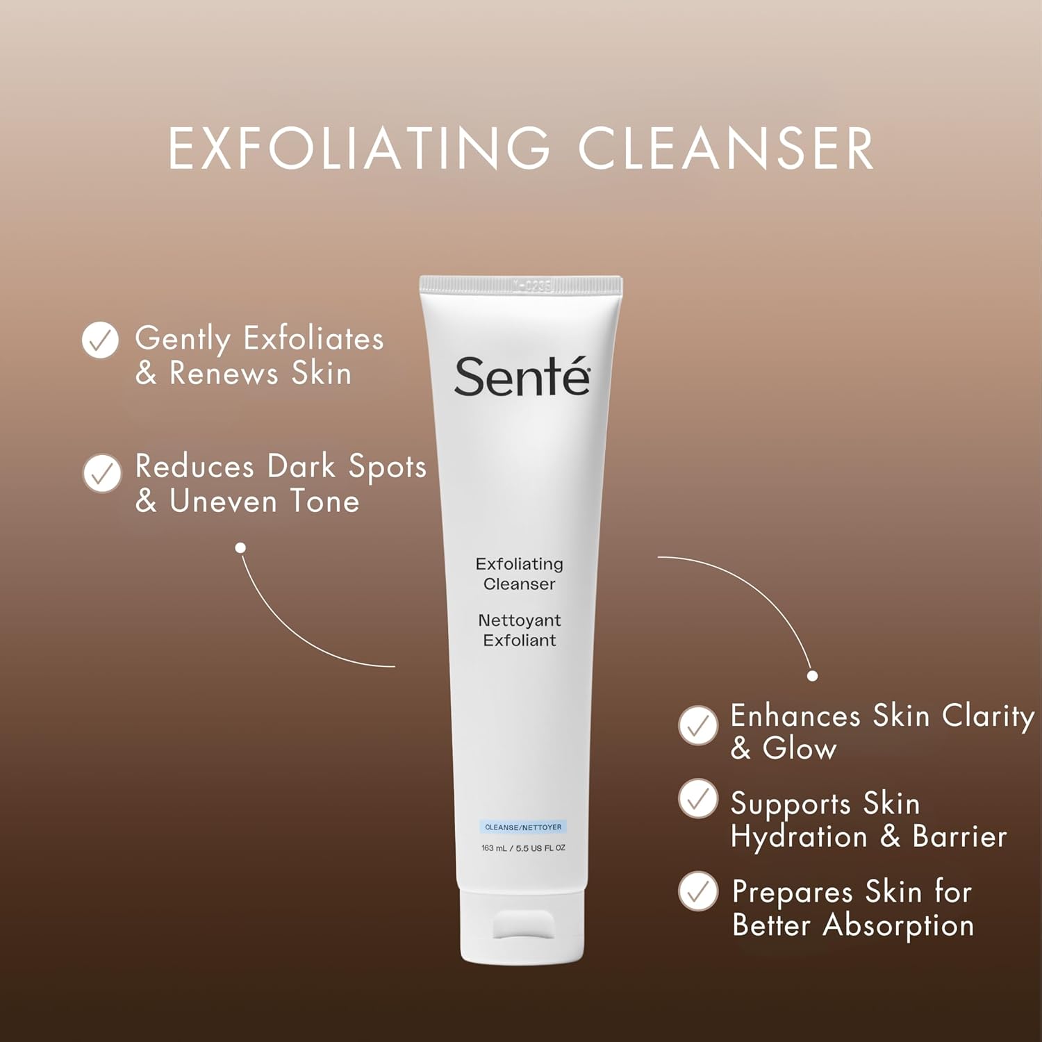 Senté Exfoliating Cleanser | Gentle Chemical Exfoliator | Improves Skin Clarity by Diminishing Appearance of Dark Spots | Glycolic & Phytic Acid | 5.5 Fl oz - Image 2
