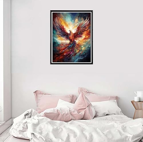 Miniatura 3 de Cuneai - Kit de pintura de diamante 5D Phoenix  Taladro redondo por números, manualidades de pájaros, bordado de cristal para decoración de pared