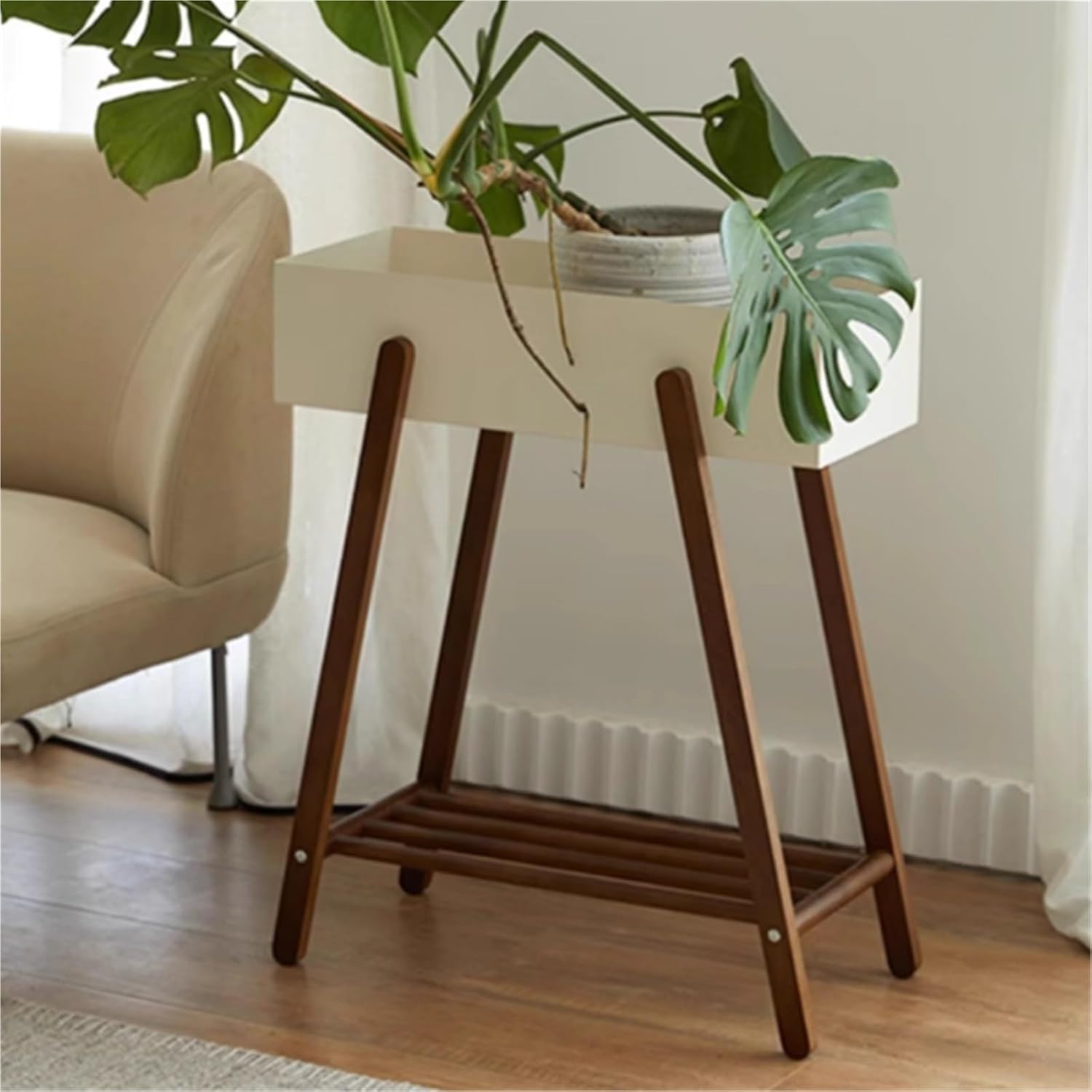 Plant Stand Indoor Outdoor Plant Display Rack Flower Shelf 2 Tier Narrow Plant Rack Flower Holders Decoration Shelf for Garden Patio Balcony Multi Scenario Use(Green)