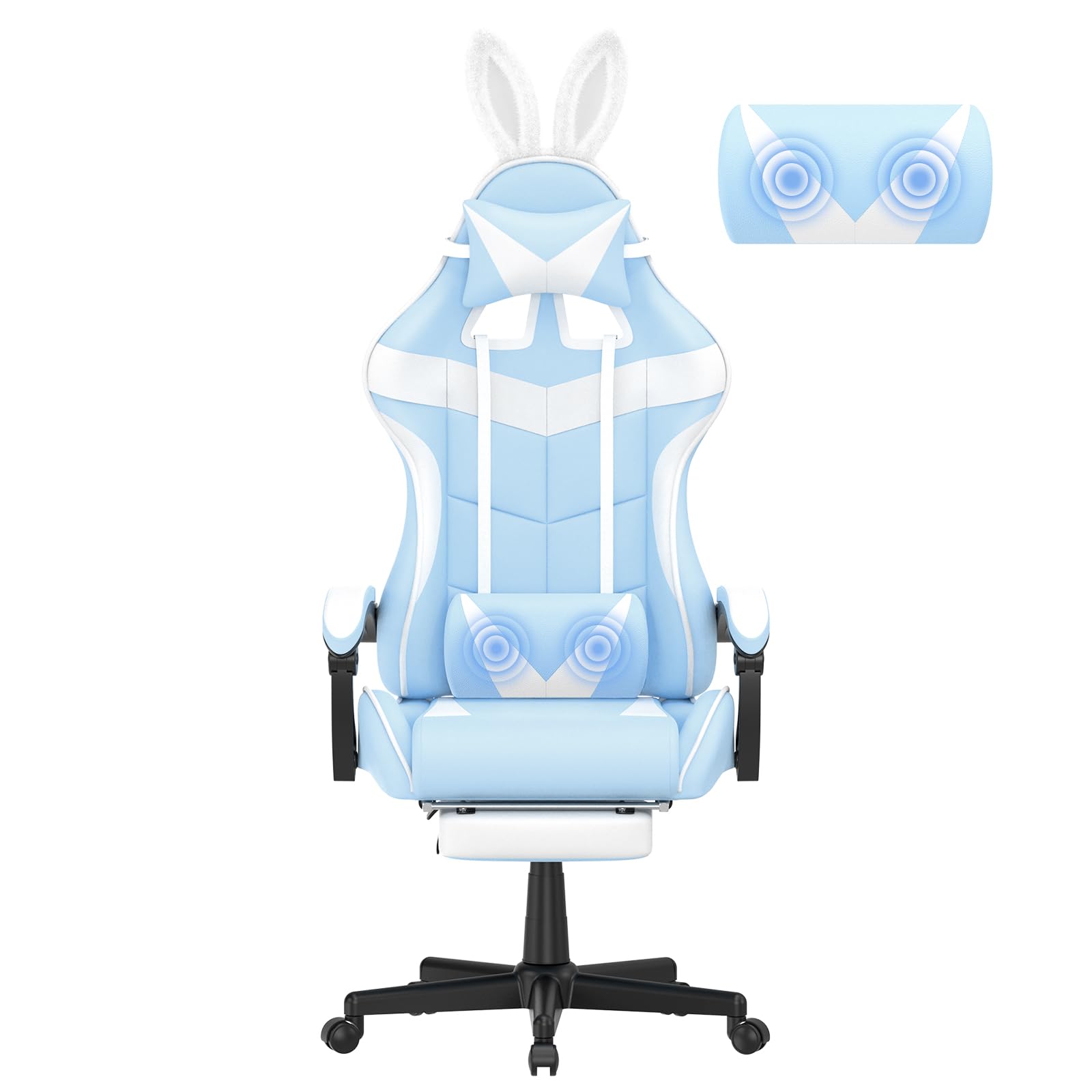 Huracan Gaming Computer Chair with Footrest, Adjustable Video Game Chairs for Adults, Heavy Duty Office Chair with Headrest and Lumbar Support, Baby