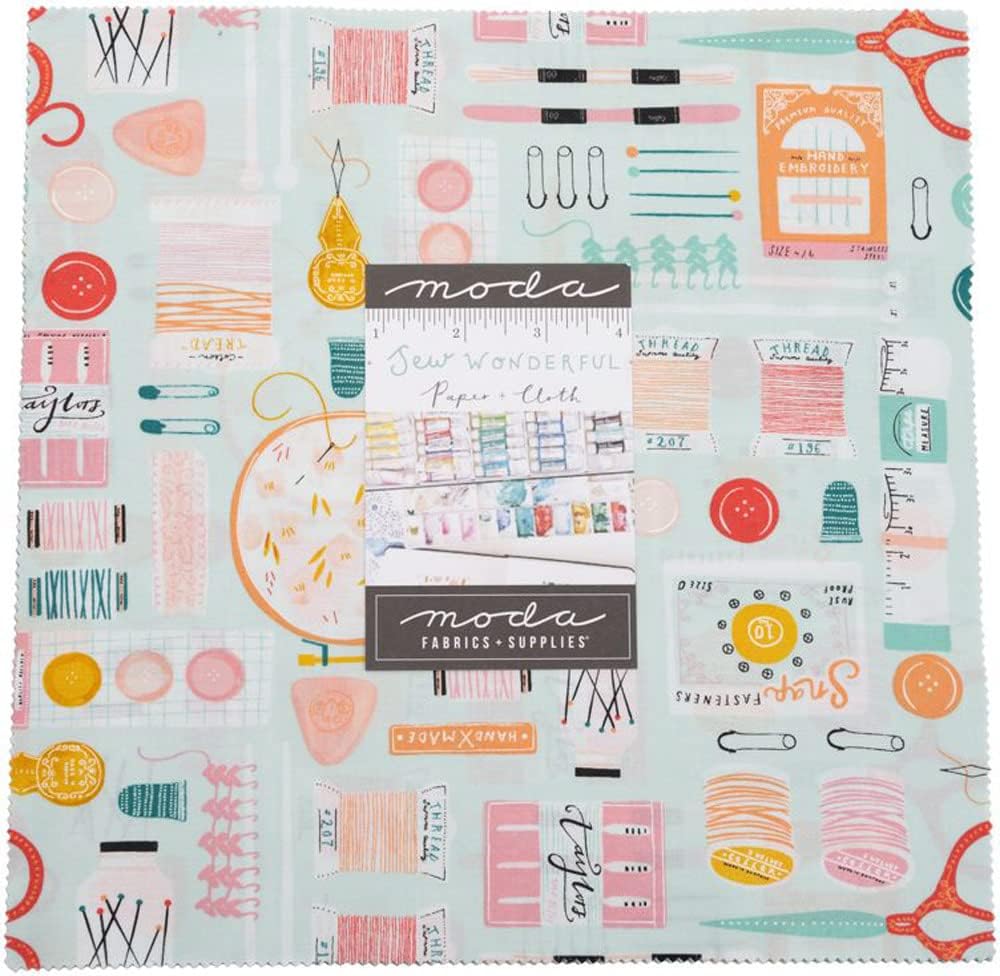 Paper + Cloth Sew Wonderful Layer Cake 42 10-inch Squares Moda Fabrics 25110LC, Assorted, 10 Inches