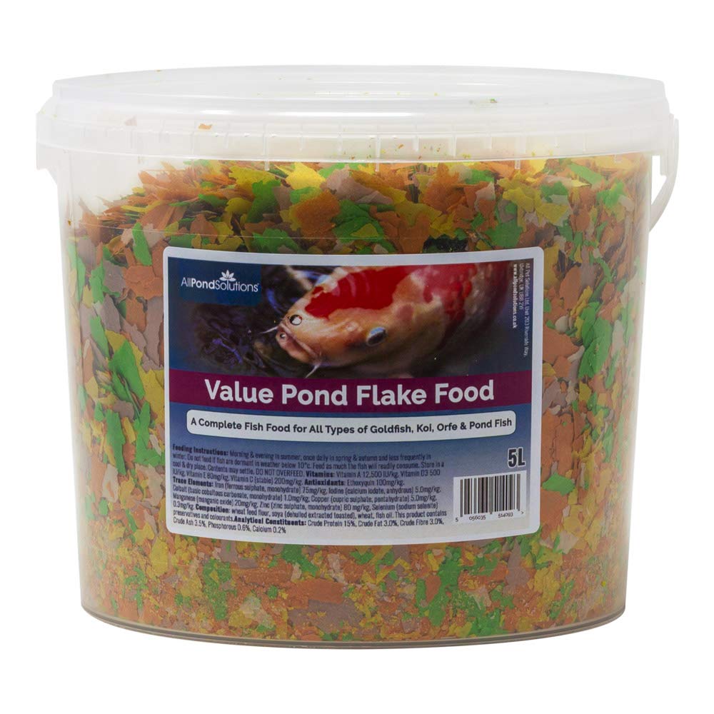 Pond Fish Food Flakes for Coldwater Goldfish Koi & Orfe (5L)