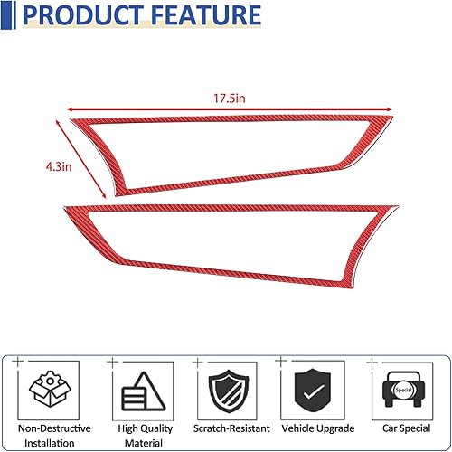 Miniatura 3 de Daeiclru Cubierta de marco de fibra de carbono real para manija interior de puerta, compatible con Jaguar F-TYPE 2013-2022, calcomanía para manija
