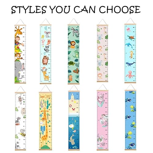 Miniatura 6 de Tabla de crecimiento de animales para niños, tabla de altura del bebé, reglas de medición de altura de lienzo para niños y niñas (animales 4)