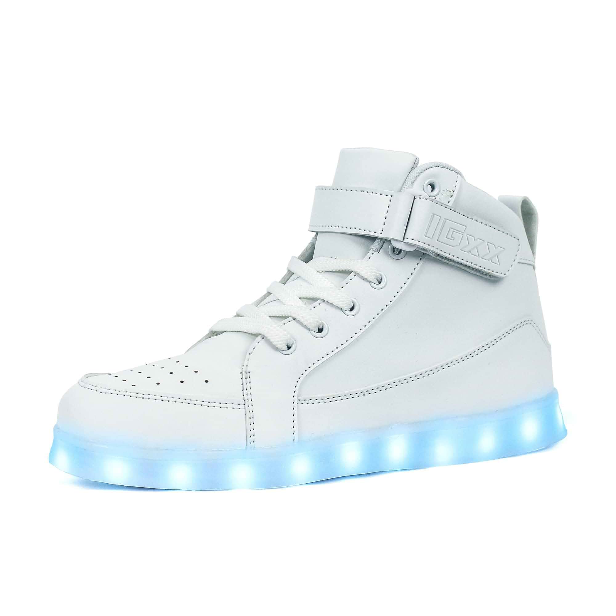IGxx LED Light Up Shoes for Kids Boys Girls Sparkly Sneakers | Glitter | Hook-and-Loop | Retro Style
