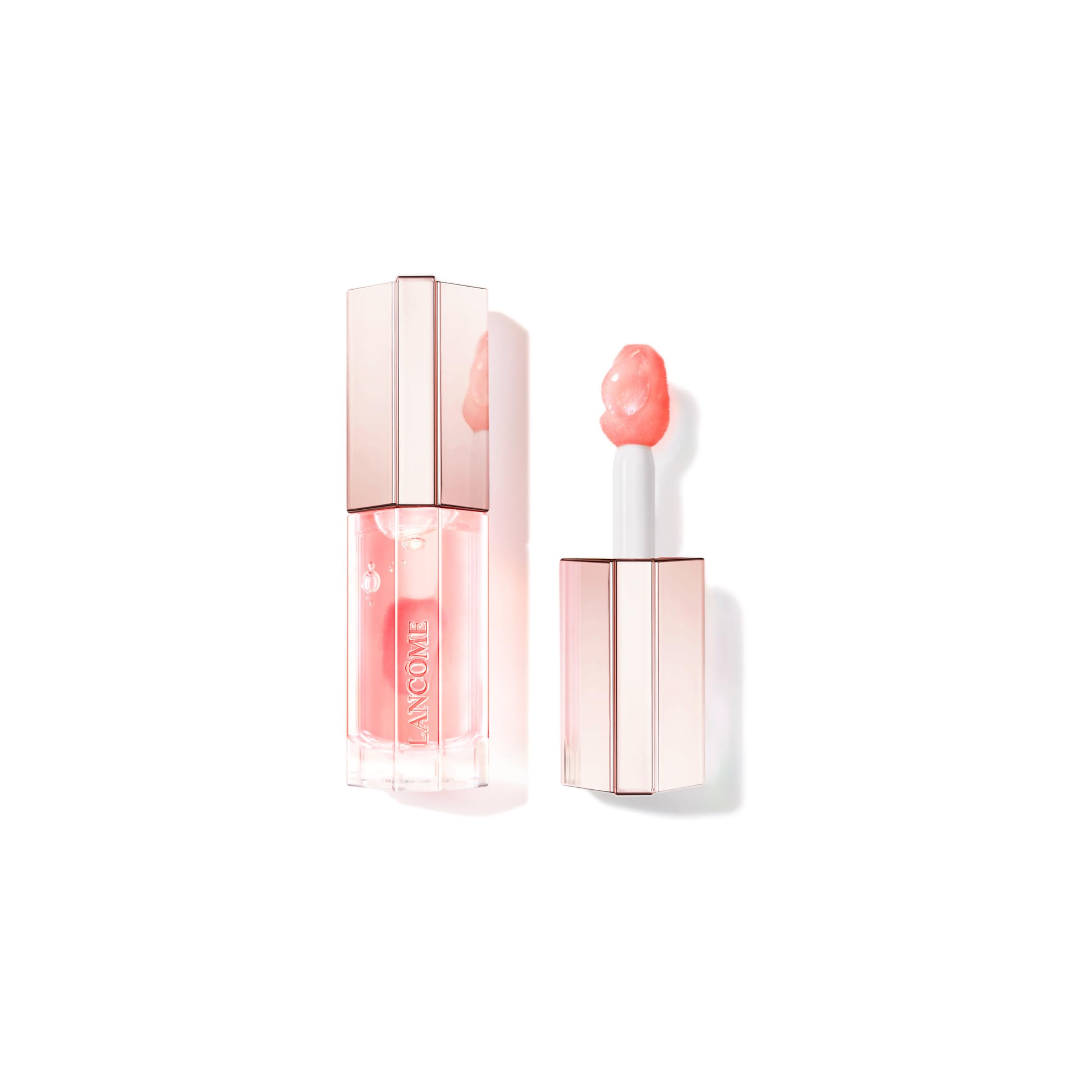Lancôme Lip Idôle Juicy Treat Oil-in-Gloss, Hydrating Plumping 3D Lip Gloss with 20% Squalane and Hyaluronic Acid, Instant Shine and Volume, 10 Pink Ôh La La, 8.5ml