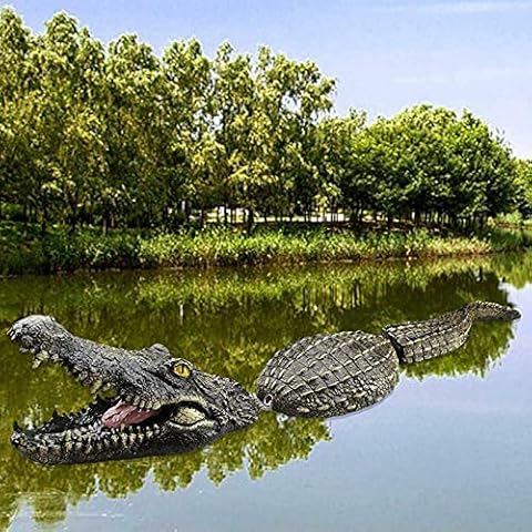31.5 Inches Floating Crocodile Decoy for Pool, Pond, Garden and Patio, Floating Alligator Decoy Goose Duck Control Garden Park Decor (Army Green, 80cm*14cm*12cm) Cover