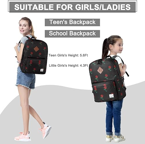 Miniatura 6 de VASCHY - Mochila ligera resistente al agua, mochila casual para mujeres, adolescentes y niñas, rosas