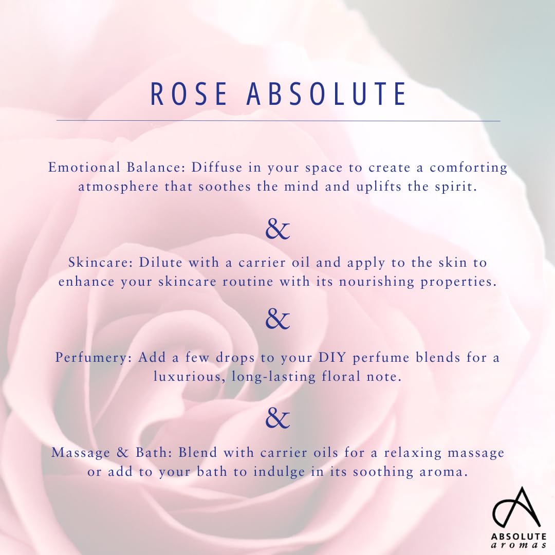 Absolute Aromas Rose Absolutes ätherisches Öl 5 ml - 100% rein, natürlich, unverdünnt, vegan und frei von Tierversuchen - zur Verwendung in Diffusoren und Aromatherapie-Mischungen