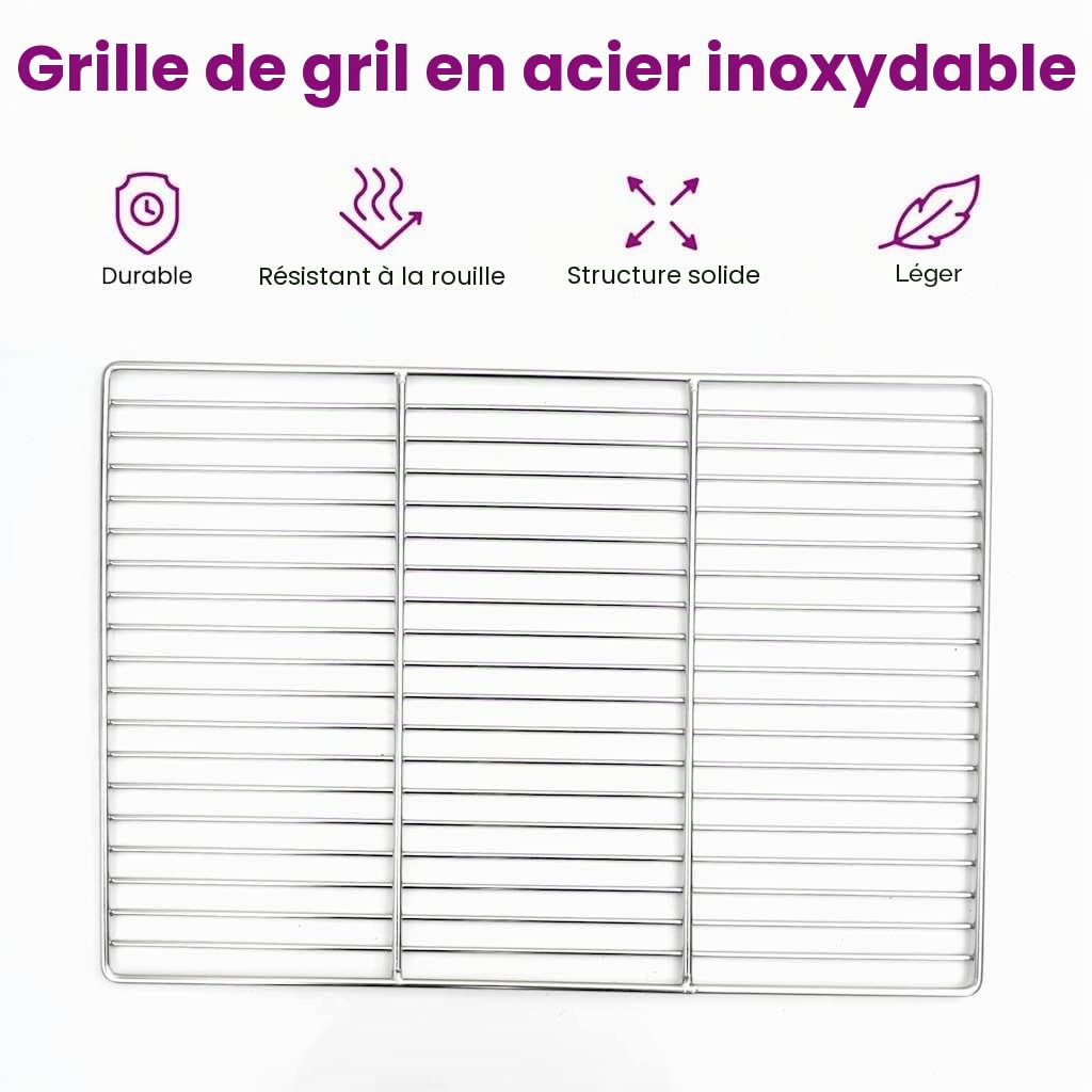 vidaXL Grille de Barbecue 50 x 35 cm Acier Inoxydable Argenté