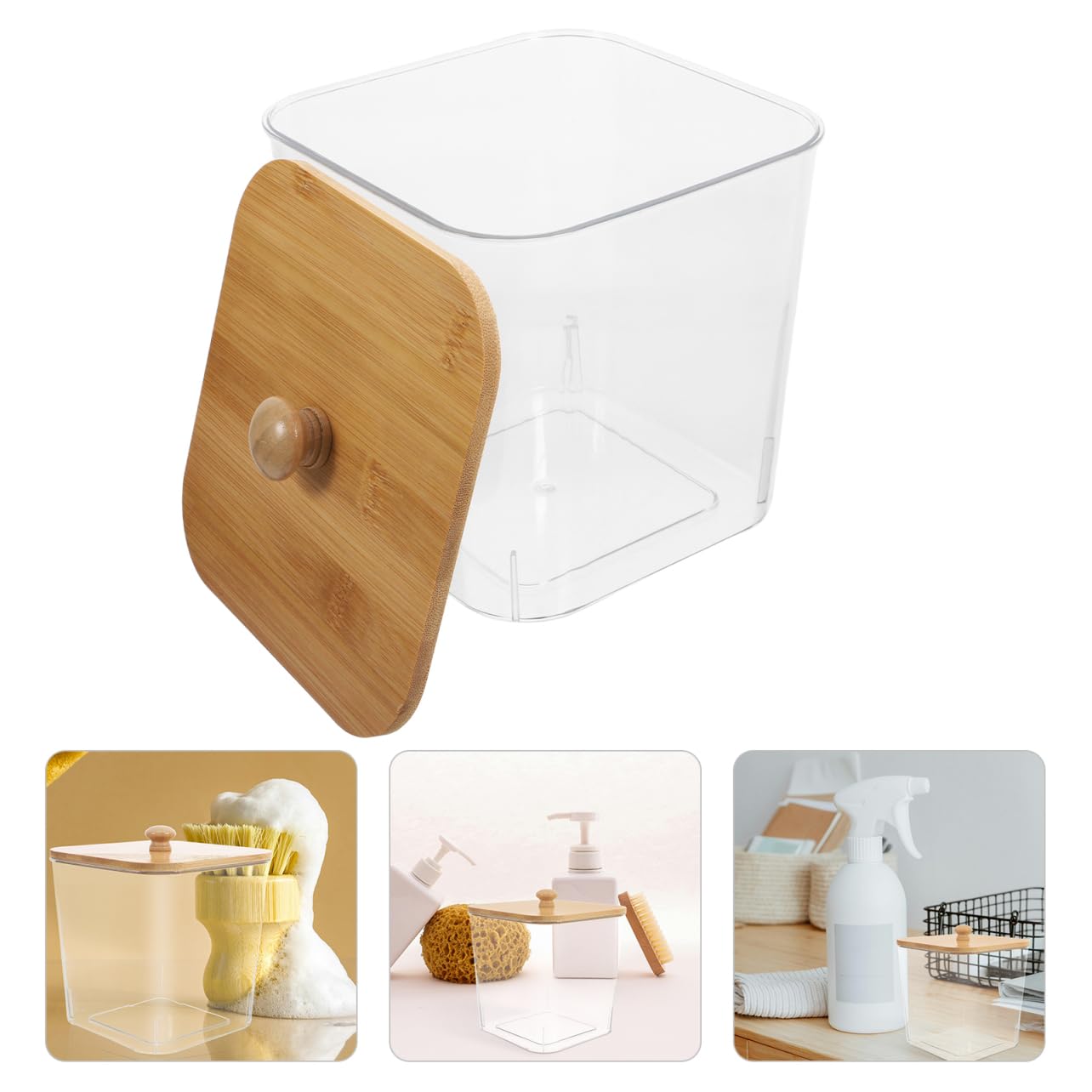 Ciieeo Contenitore Trasparente Con Coperchio Per Detersivi Lavatrice Organizer Lavanderia 6.69X6.10X6.10In Conservazione Capsule Perle Profumate Fogli Asciugatrice
