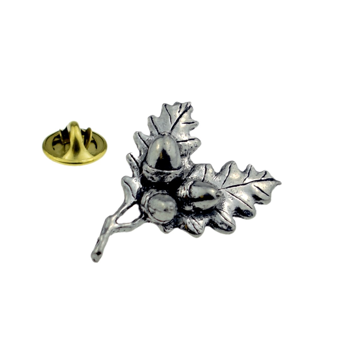 Gtr Silver C24 Acorn Oak Leaf Pewter Lapel Pin Badge Xtspbc24