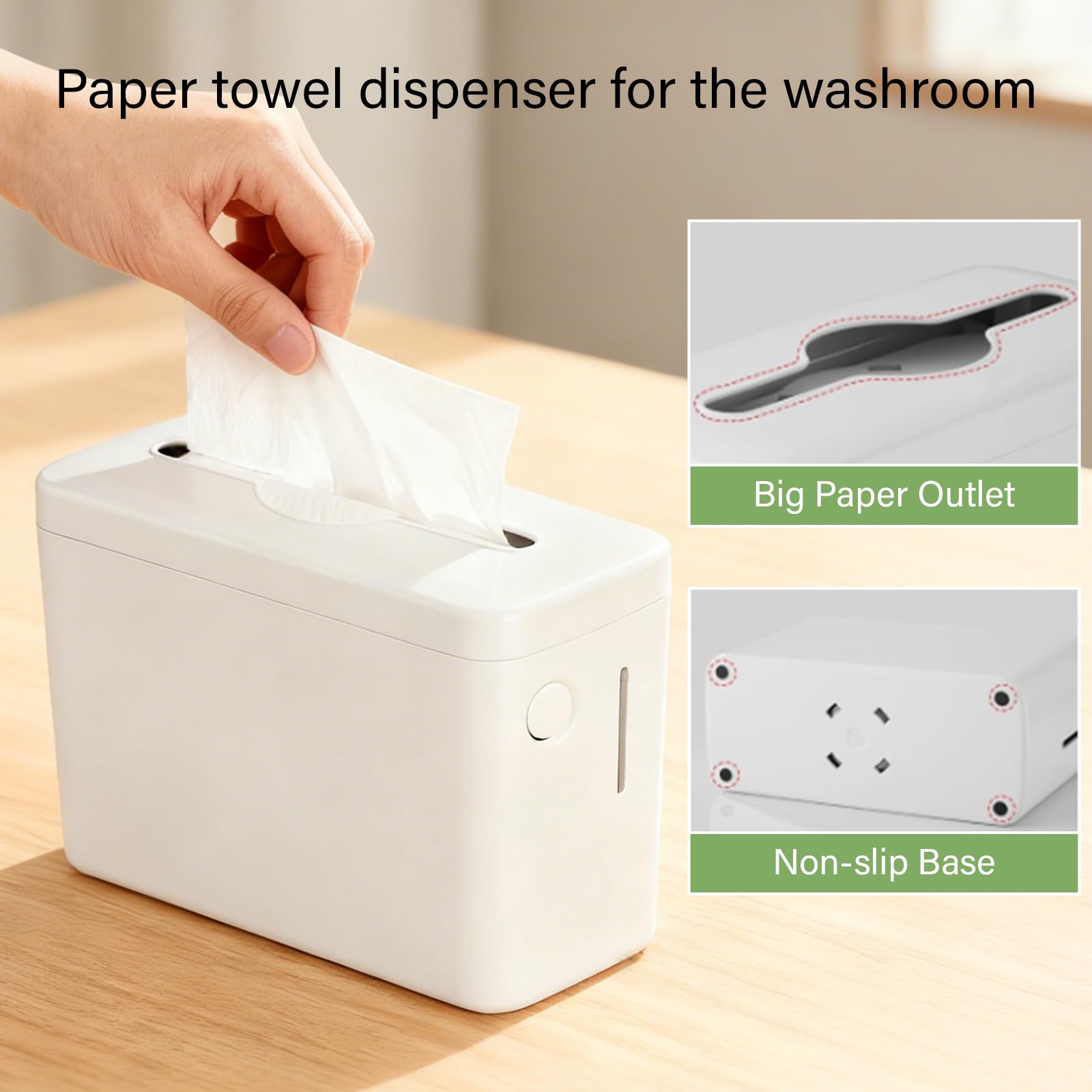 Dispensador de Toallas de Mano Entreplegadas para Mostrador, Dispensador de Toalla de Papel de Encimera Dispensador de Papel Secamanos para Cocina, Baño, Oficina (Blanco)