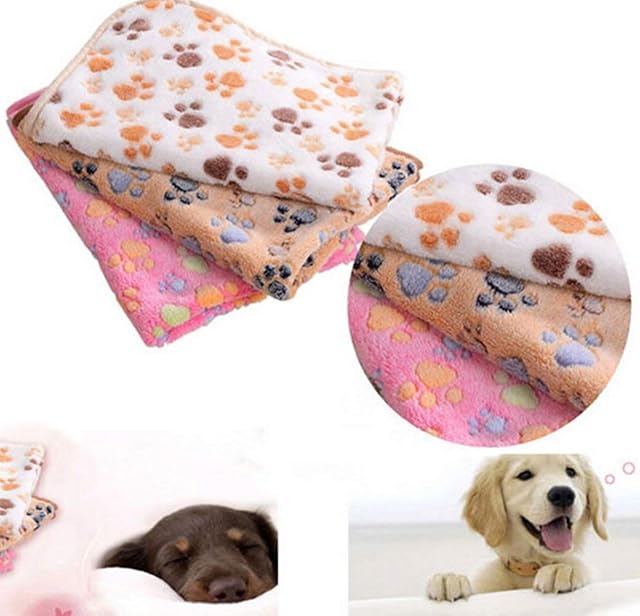 Foto 3 de 3 de Manta Pequeña para Perros y Gatos - Diseño de Hueso, Huella - Suave y Cálida - 20 x 20 cm