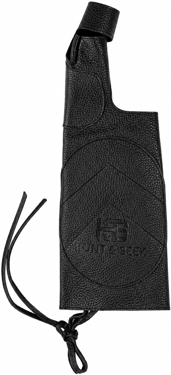 Hunt & Seek Premium Cow Leather Archery Bow Glove & Arm Guard Combo – Adjustable Lace-Up Forearm Protector with Built-in Bow Glove for Traditional Recurve and Longbow Hunting (Black, Left)