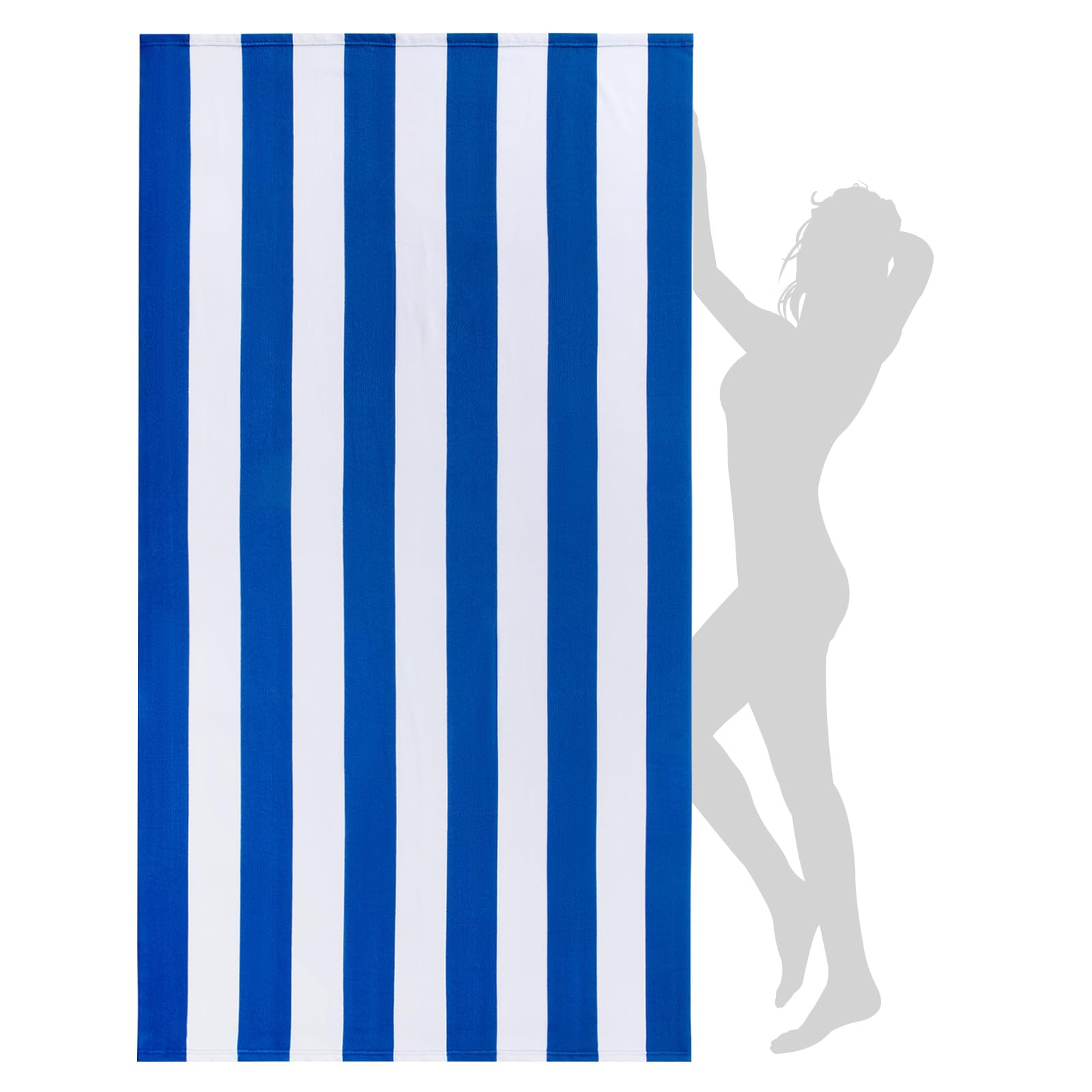 WILFA Extra Large Beach Towel - Oversized Mircofiber Beach Towel 40'' x 70'', XL Striped Lightweight Pool Towel, Big Cabana Swim Travel Towel for