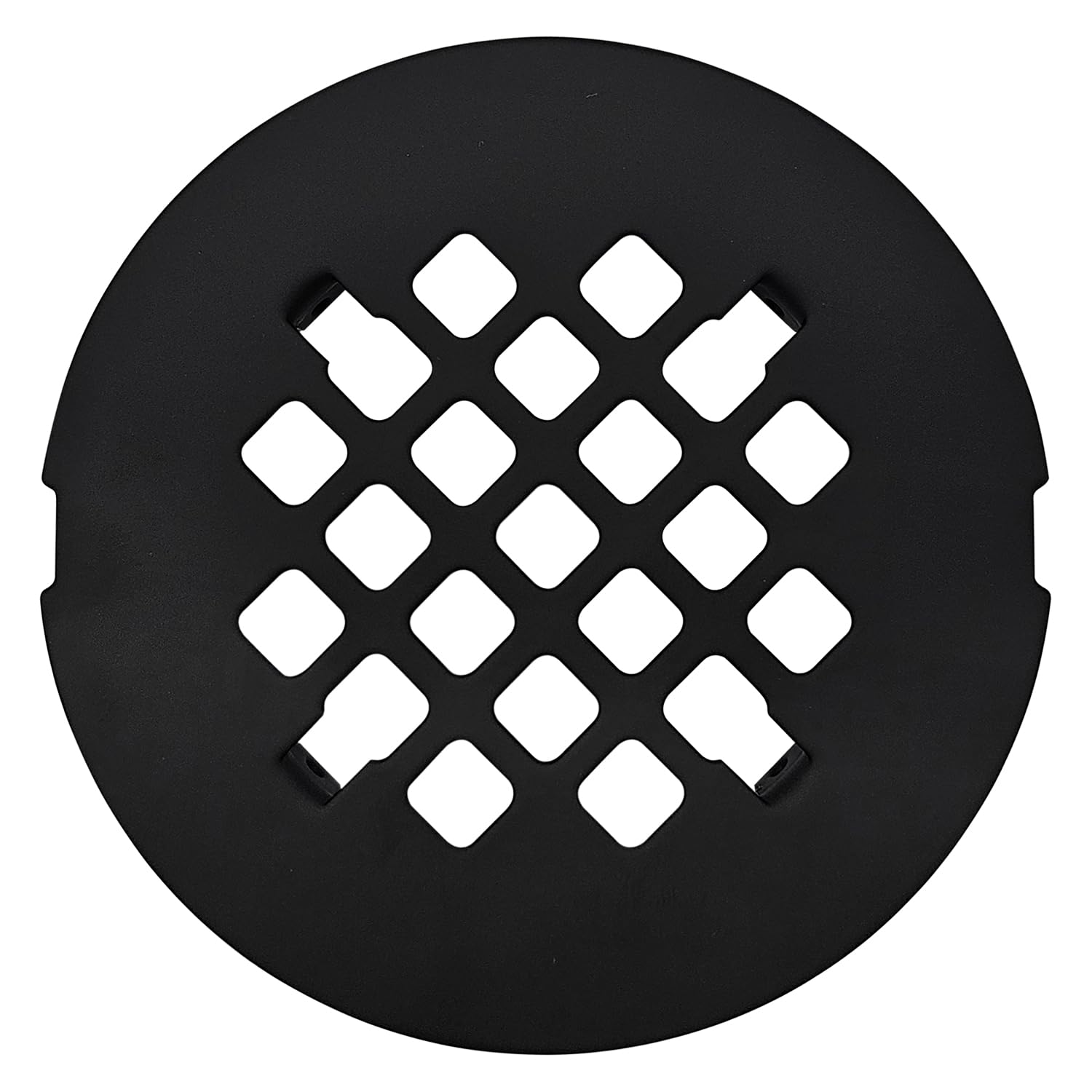 4 ¼” Matte Black Snap-in Shower Drain Cover - Premium Round Black Grate Replacement - 4.25" OD Strainer - Easy Install - Durable Solid Brass Construction