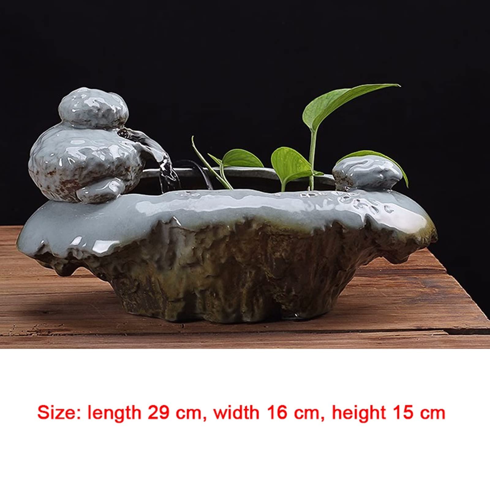 Fuente Decorativa de jardín, Fuente de Agua con Cascada, de cerámica, con Bomba de Agua, Feng Shui Zen, decoración para salón, Dormitorio, Oficina, 29 x 16 x 15 cm