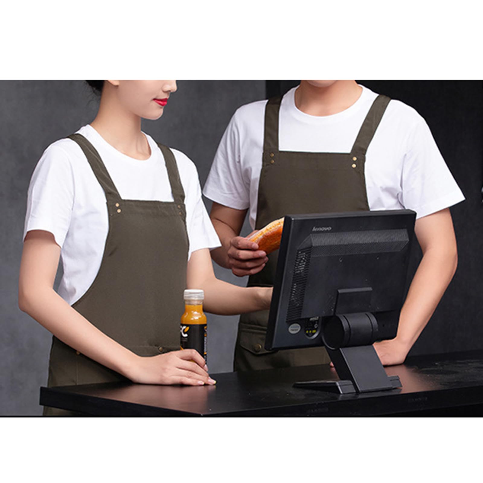 Delantal de Chef para Hombre y Mujer con Bolsillos, Delantal de Camarero para Cocina, Delantal de Cocina para Tienda, jardín, Restaurante, cafetería, Talla única, Verde (Talla única Verde)