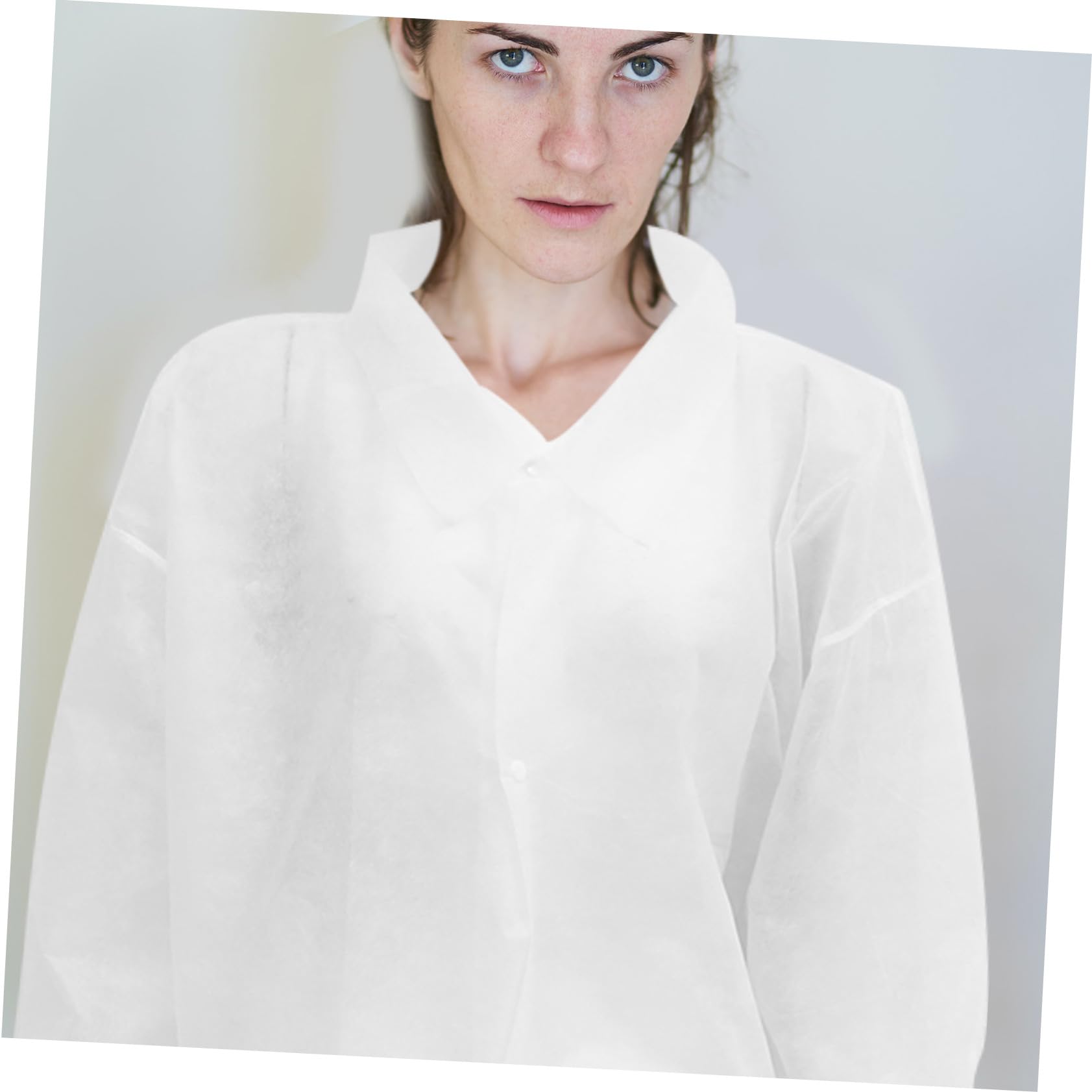 Healeved Camice da Laboratorio Bianco Usa e Getta Non Tessuto, Comodo e Traspirante, Maniche Lunghe, Confezione da 10 Pezzi per Manutenzione e Pittura Stile Casuale