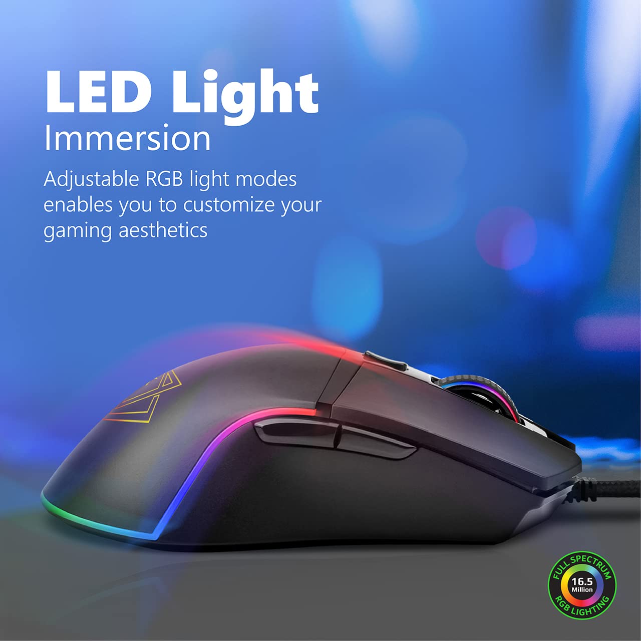 Vertux Oyuncu Mouse Gecikmesiz Hassas Oyun Özel LED Işıklı 6.400 DPI - Vertux ARGON
