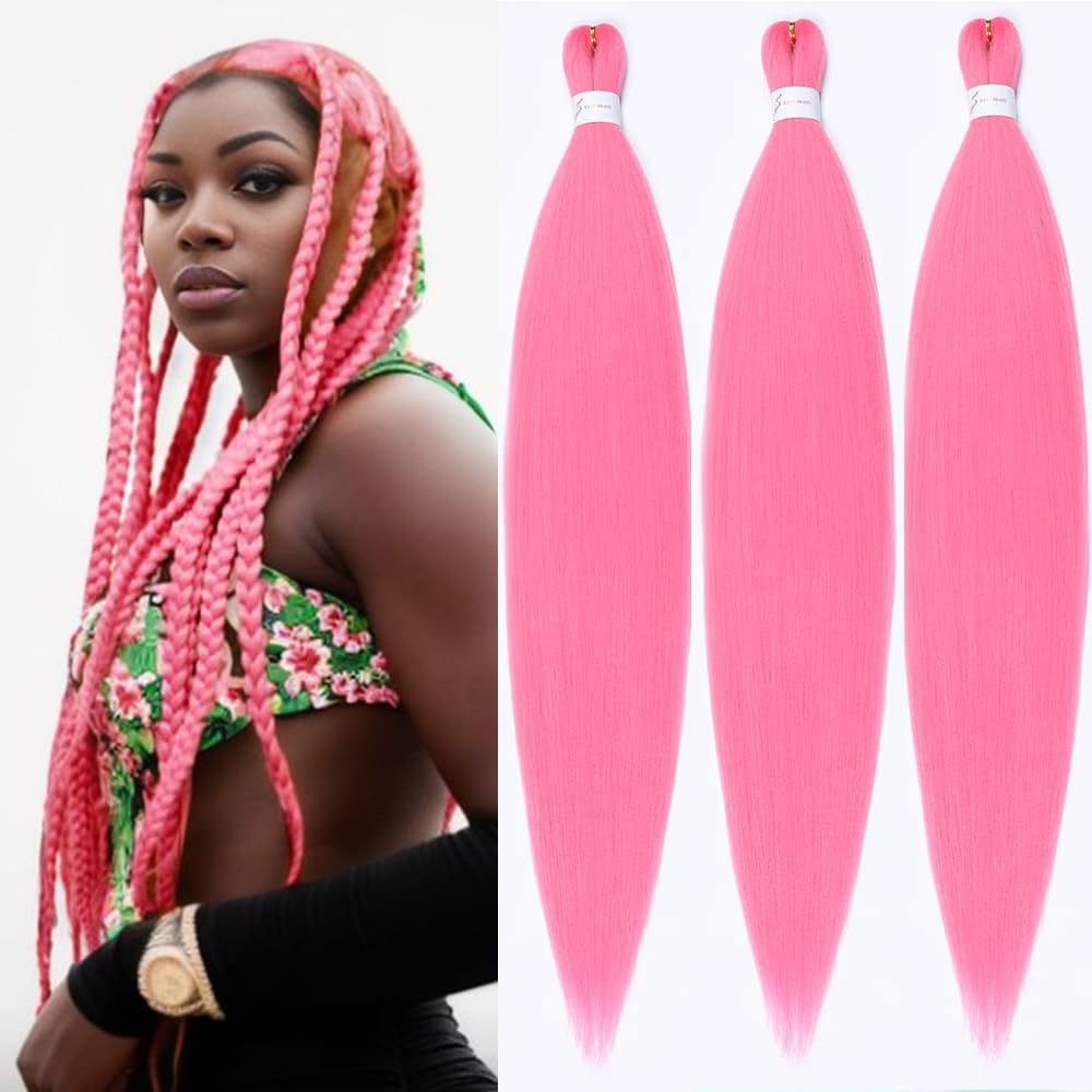 YDDM Capelli Per Treccine Africane Rosa Extension Treccine Texture Yaki Easy Install per Principianti 20 Pollici 3 Pezzi Capelli Leggeri e Naturali per Box Braids, Twist e Crochet