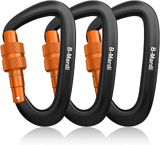 B-Mardi Heavy Duty 12kN Locking Carabiners - Lightweight Aluminum Clips for Camping, Hiking, Hammocks, Dog Leash & Gym Gear