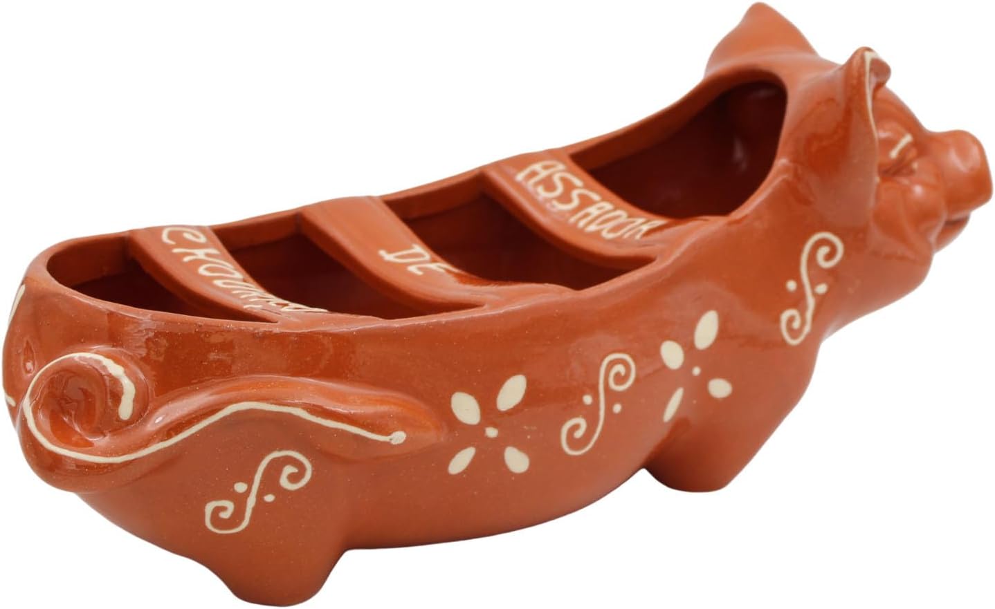 Vintage Portuguese Traditional Clay Terracotta Sausage Roaster Made In Portugal Happy Pig