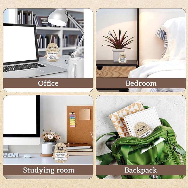 Miniatura 4 de Vshinic Mini papa positiva divertida, muñeca de papa de lana tejida de 3 pulgadas, lindo juguete divertido de papa positiva para regalos de