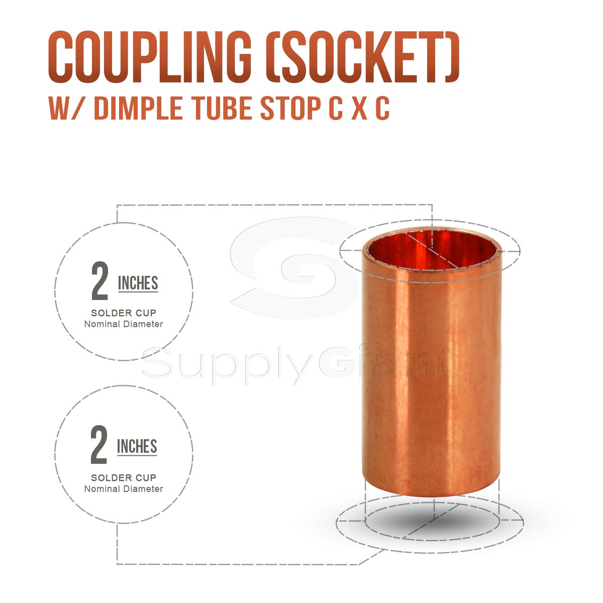 One-Day Sale: Up to 40% Off Supply Giant DDDQ0200-5 Straight Copper Coupling Fittings With Sweat Ends And Dimple Tube, 2 Inch Up To 50% OFF Supply Giant DDDQ0200-5 Straight Copper Coupling Fittings With Sweat Ends And Dimple Tube, 2 Inch