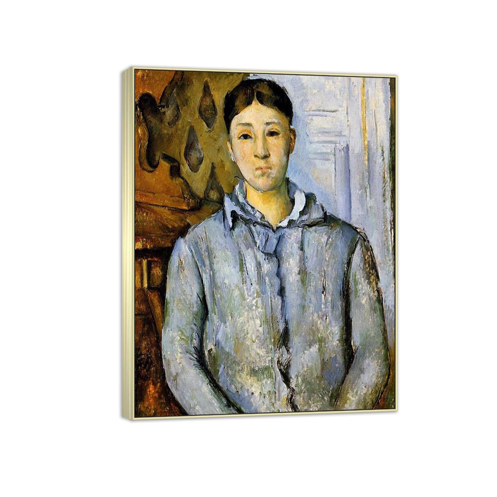 SDYSKKUG Canvas Wall Art Picture Decor Portrait by Paul Cezanne 65x50cm Silver Frame