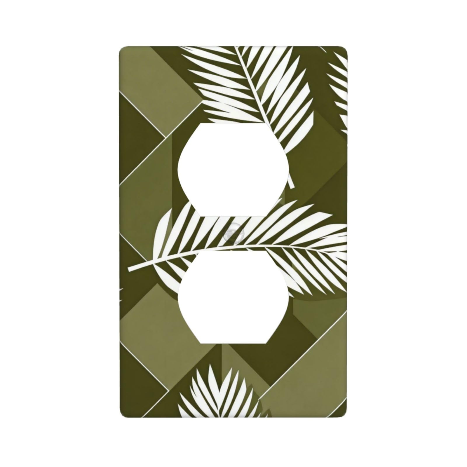 Olive Palm Leaf Decorative Switch Plate Cover-Unbreakable Polycarbonate Wall Plate for Home Office, 1 Gang with Screws