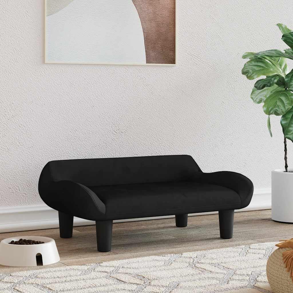 vidaXL Cama para Perros de Terciopelo Negra 70x40x24 cm, sofá para Perros, Cama para Cachorros, Asiento para Perros, sofá para Mascota