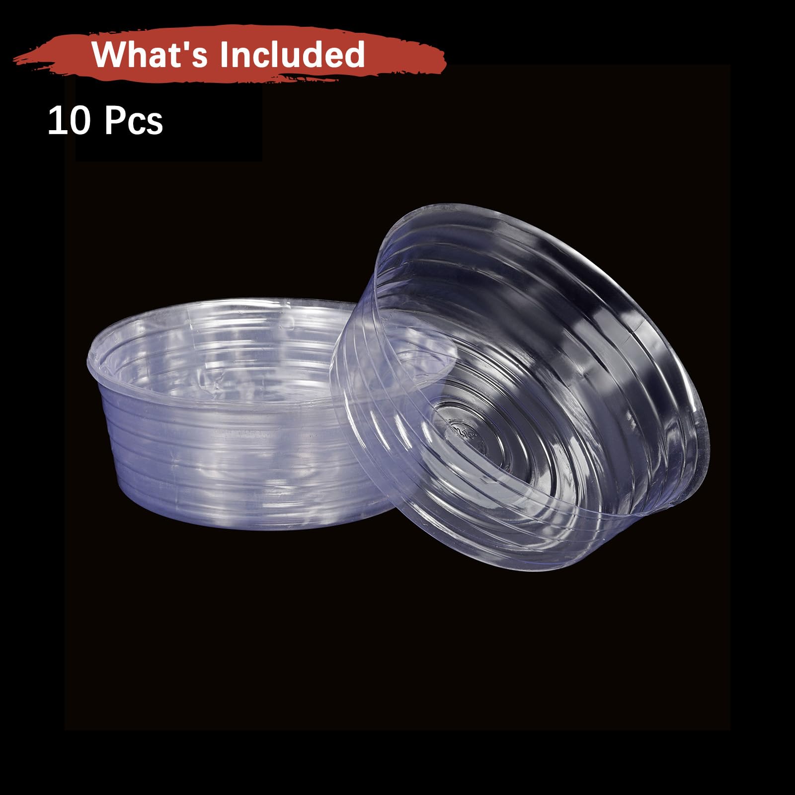 Blumentopf-Untersetzer, rund, tief, für Innen- und Außenbereich, Garten, Topfpflanzen, transparent, Kunststoff, 35,6 cm, 10 Stück