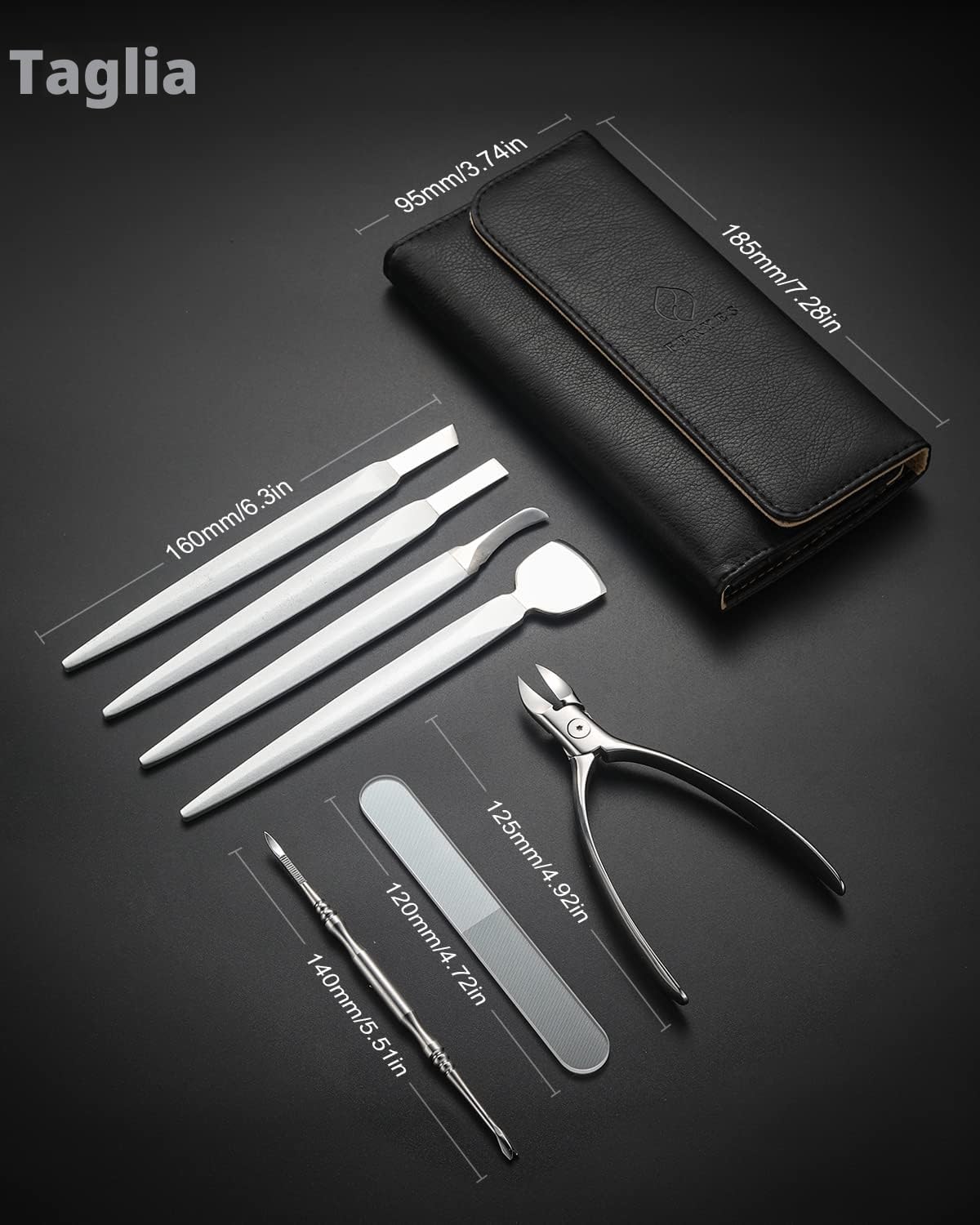 FERYES Kit per unghie incarnite, 7 pezzi di strumenti professionali per pedicure, kit per la toelettatura delle unghie dei piedi, lama del piede di alta qualità, tagliaunghie super affilate