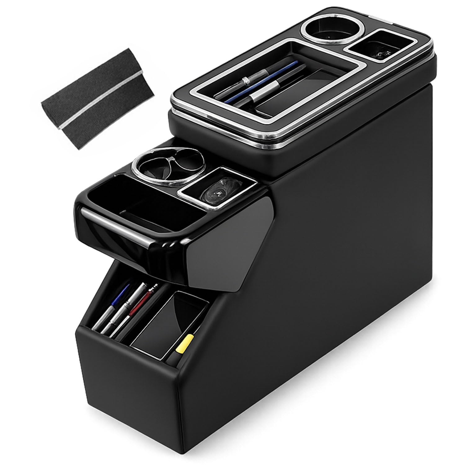 Photo 1 of ***DAMAGED - SEE NOTES/PICTURES*** WONDER POINT Center Console Organizer for Trucks, Minivans & SUVs, Between Seat Storage, 7.1" Width Sliding Lid Design with Dual Cup Holders, Adjustable Fit for Back Seat Console
