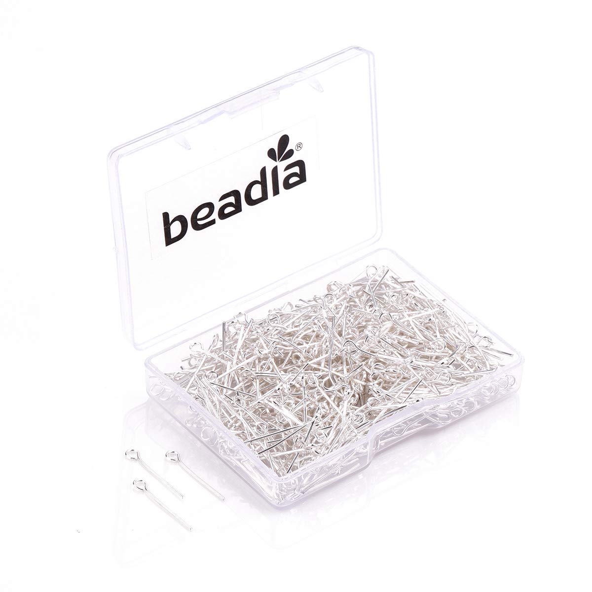 BEADIA Alfileres de cabeza plateada para hacer joyas de bricolaje de 20 mm, 500 unidades