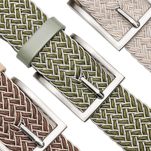 Image of Men's Stretch Braided Elastic Woven Canvas Golf Belt, multicolor,1 3 /8 inch