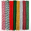Hapeper 200 piezas de limpieza de pipas de Navidad con purpurina para manualidades, proyectos de suministros, 8 colores