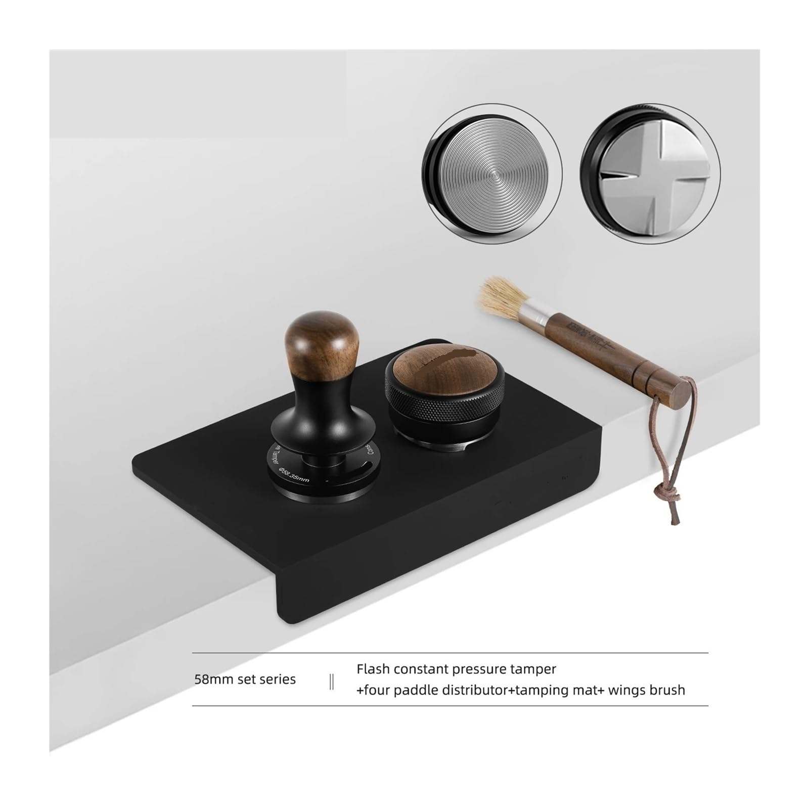 Prensa De Café A Presión Constante De 30 Libras, 51mm, 53mm, 58mm, Prensas Planas For Espresso Con Herramienta De Barista Con Resorte Calibrado(53mm,Thread set)
