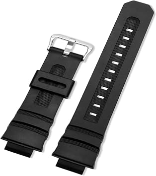 For Casio for G-SHOCK for AW-591 for AW-590 for AW-5230 282B AWG-M100 AWG-M101 G-7700 G-7710 Men's Replacement Resin Watch Band Strap 16mm BlackSilver Buckle