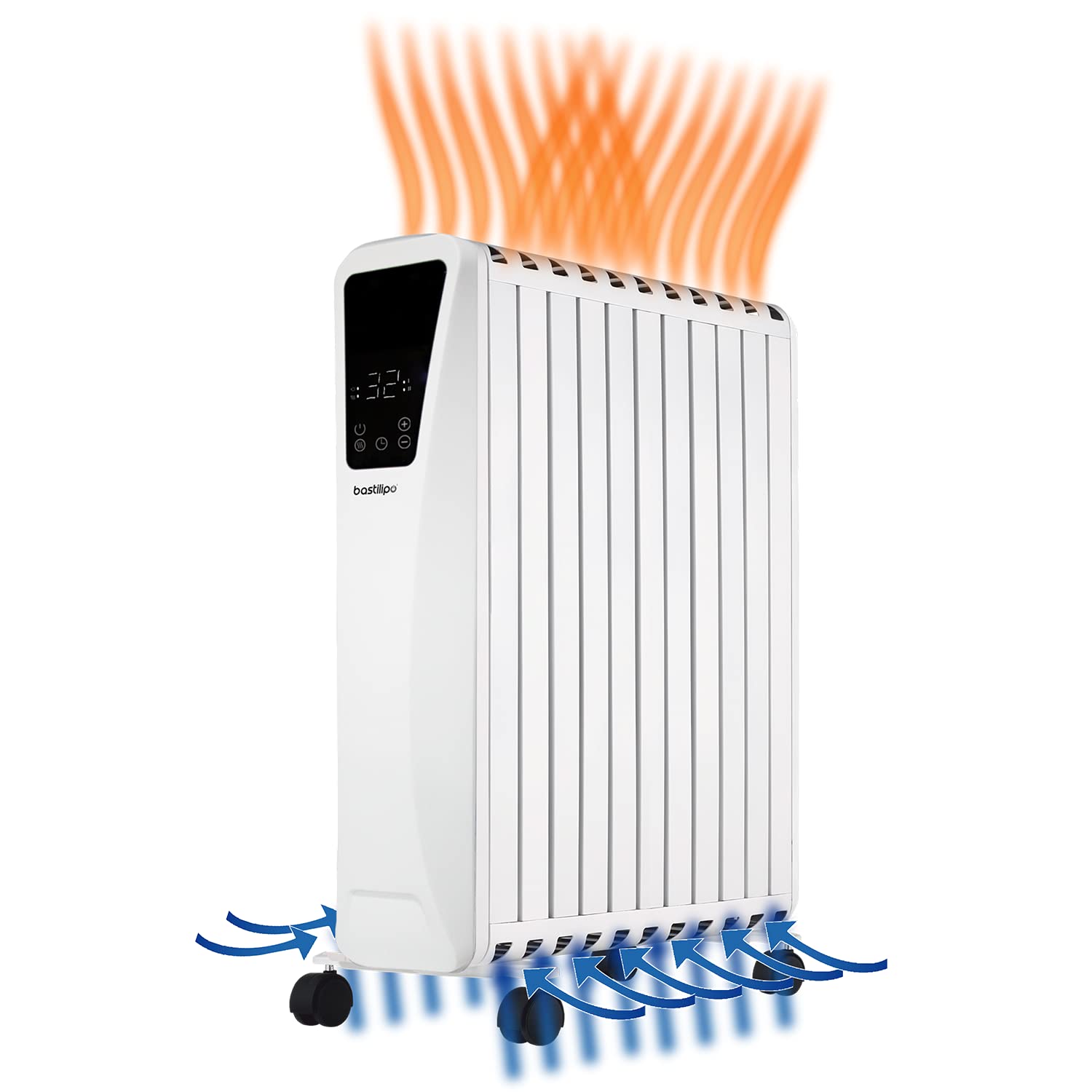 Bastilipo - Płynny grzejnik z efektem komina, cyfrowy wyświetlacz, 2500 W, 11 elementów, Fenix2-2500