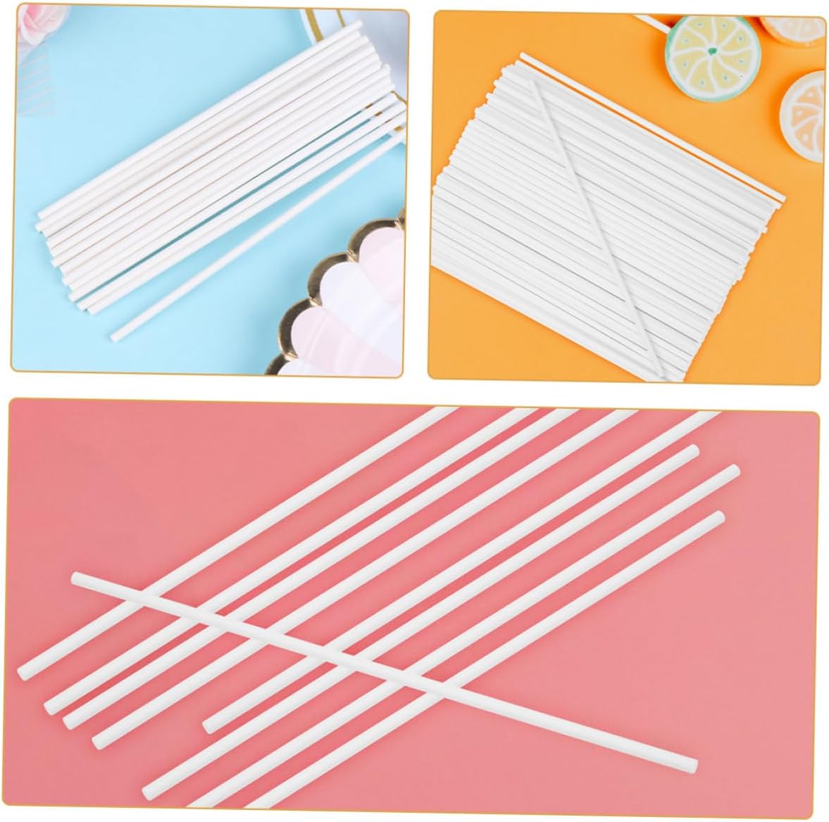 300pcs White Lollipop Paper Sticks 15cm Candy Treat Sticks for DIY Candy Making Marshmallow Packing and Cake Pop Supplies